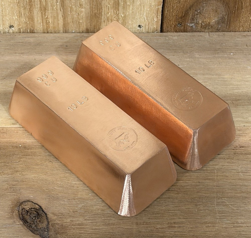10 Lb .999 Solid Copper Bar | Hand Poured Copper Bullion