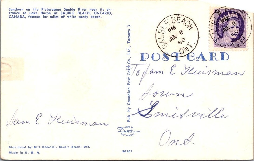 Canada 1960 Sauble Beach Ont PPC - A02218