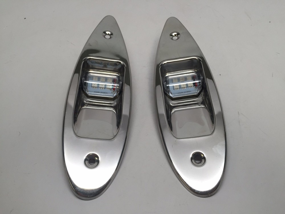 Marine Boat Navigation Pair LED Side Tear Drop Lights SS Vertical Mount 12V