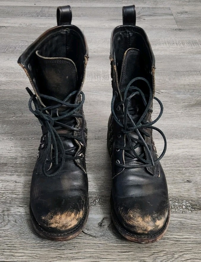 Frye Studded Leather Moto Boots:Size 8