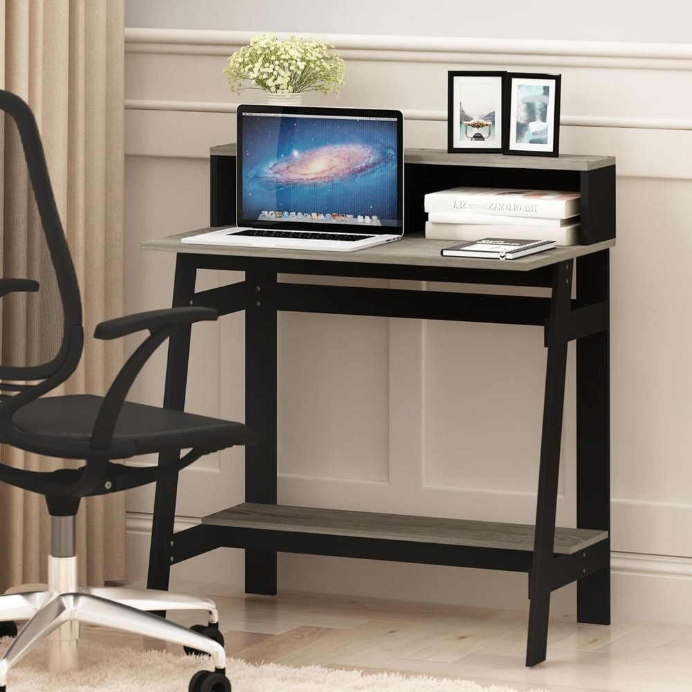 A Frame Computer Desk Oak Grey PC Laptop Study Writing Table Workstation
