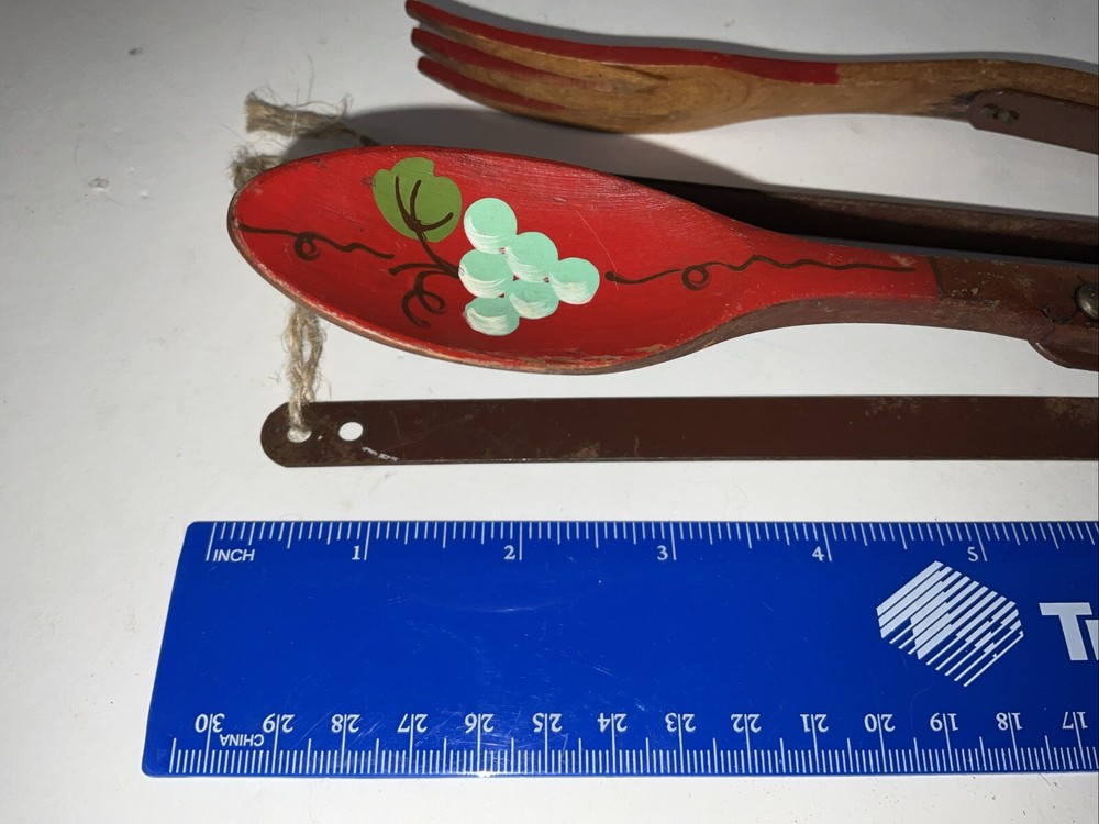 Vtg Fork And Spoon Red Painted Curtain Tie Backs
