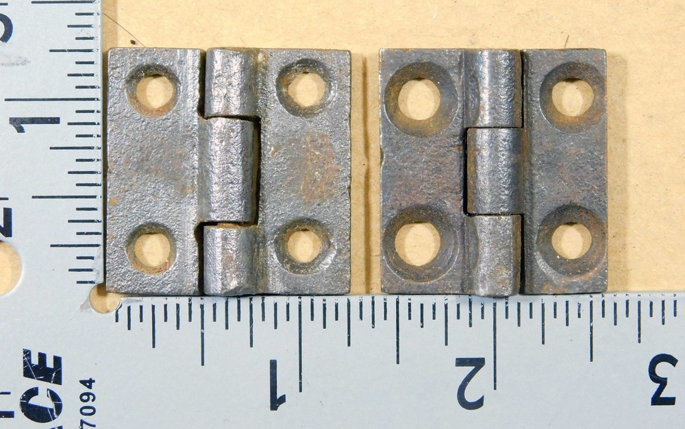 Pair original antique small cast iron butt hinges