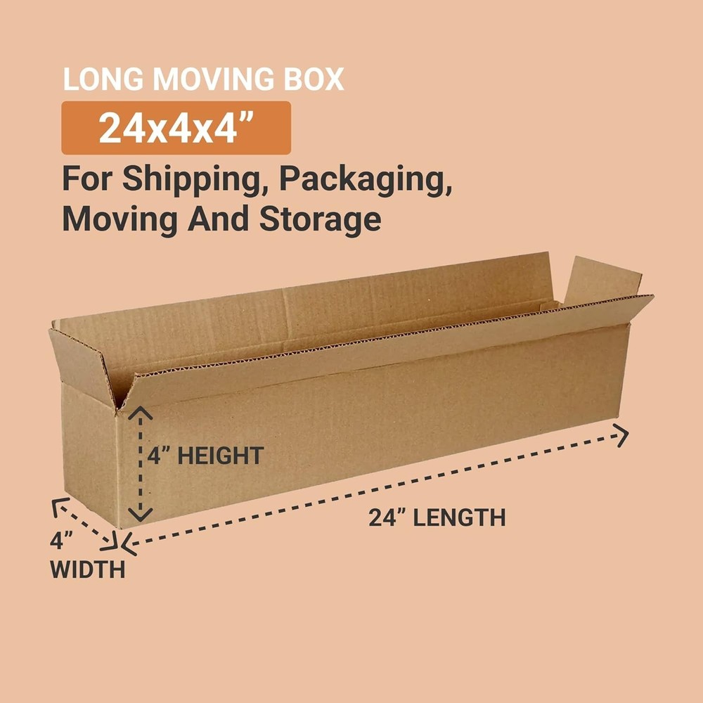 24 x 4 x 4 Shipping Boxes Moving Boxes Corrugated Kraft 25/Bundle 25/Pack