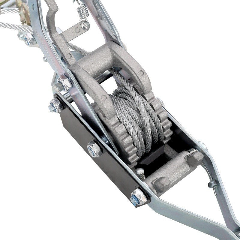 2Ton Hand Winch Puller Dual Gear 12ft Steel Cable Heavy Duty Pull Hoist 3Hooks