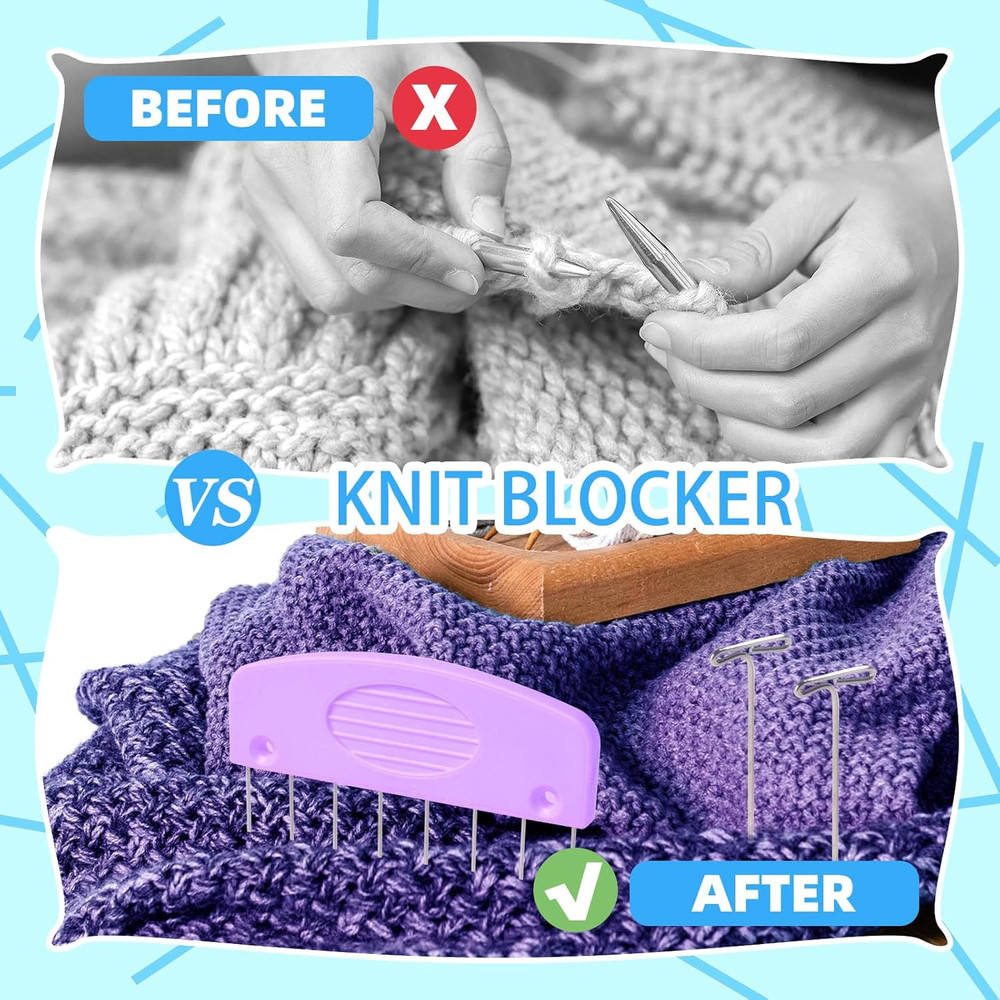 130 Pcs Knit Blockers and Combs for Blocking - Rainbow Knitting Blocking Combs P