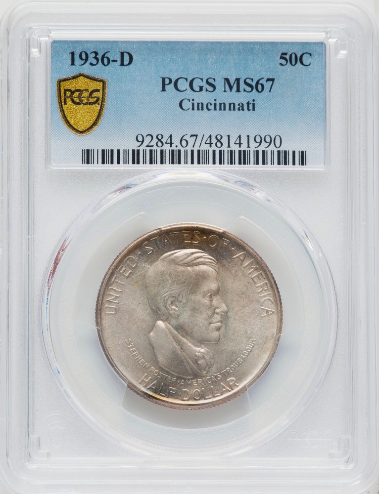 1936-D Cincinnati - Commemorative 50c Half Dollar - Silver - PCGS MS67