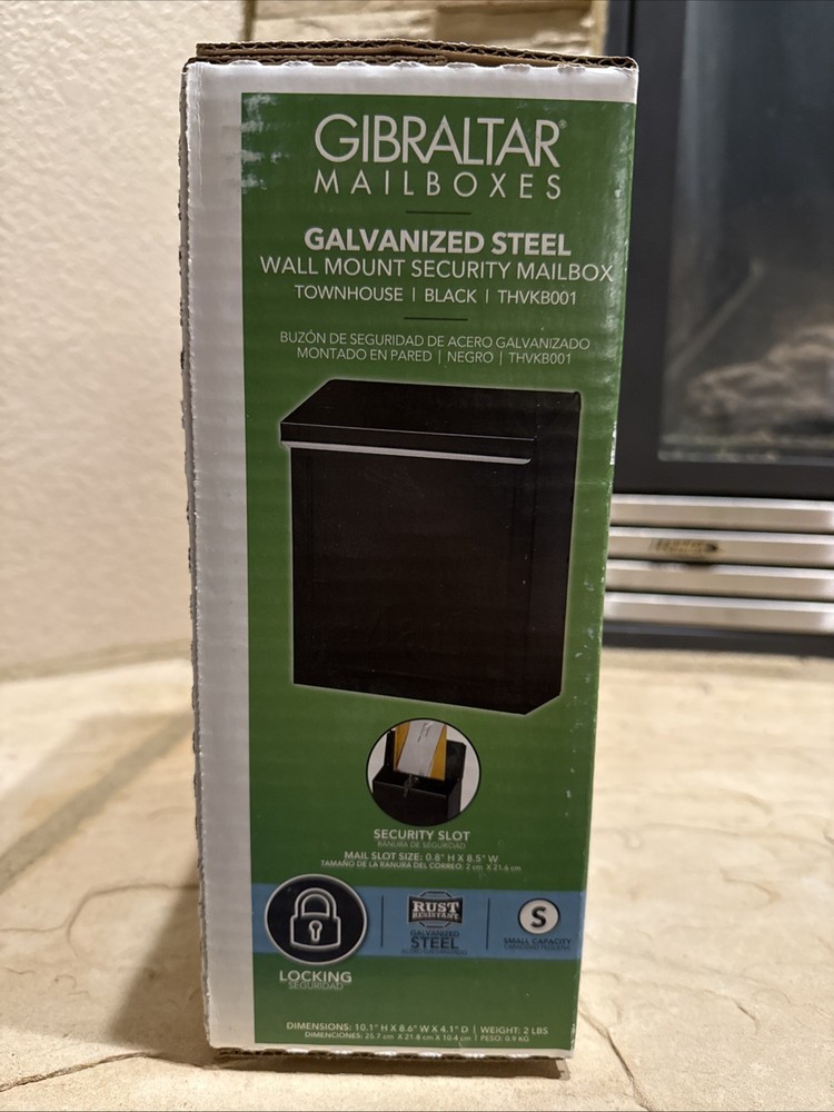 Gibraltar Galvanized Steel Black Wall-Mount Locking Mailbox Small Capacity