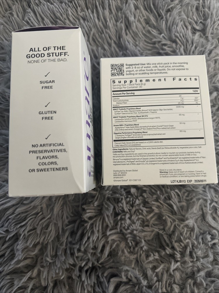 2 New Amare Menta Biotics Raspberry 60 Sticks