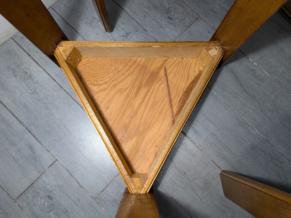 Vintage Set of 3 Mid Century Modern Triangular Wood Stacking Nesting Tables