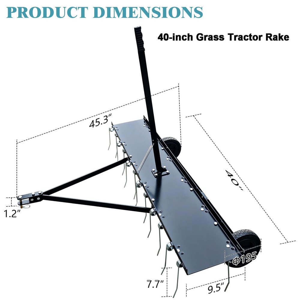 40"Tow Behind Dethatcher,Pull Behind Dethatcher with 20 Tines,Rake ATV for Leave