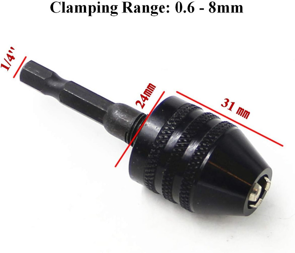 Drill Chuck Adapter - 2Pcs Drill Chuck for Impact Driver, Drill Bit Adapter Keyl