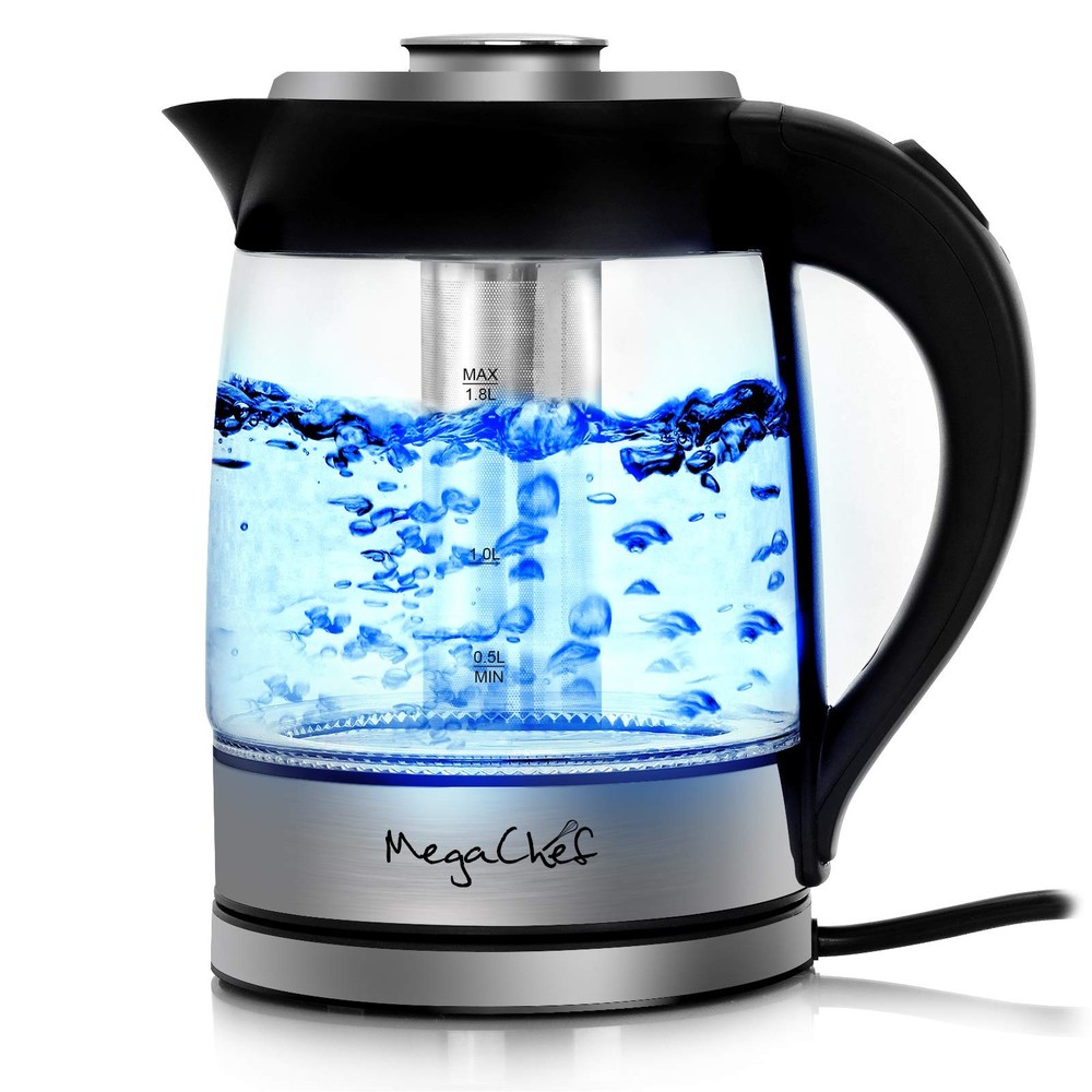 1.8Lt. Glass Body and Stainless Steel Tea Kettle with Tea Infuser