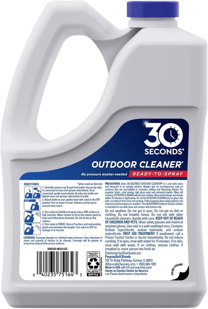 30 SECONDS Outdoor Cleaner 2 Pack with Sprayer