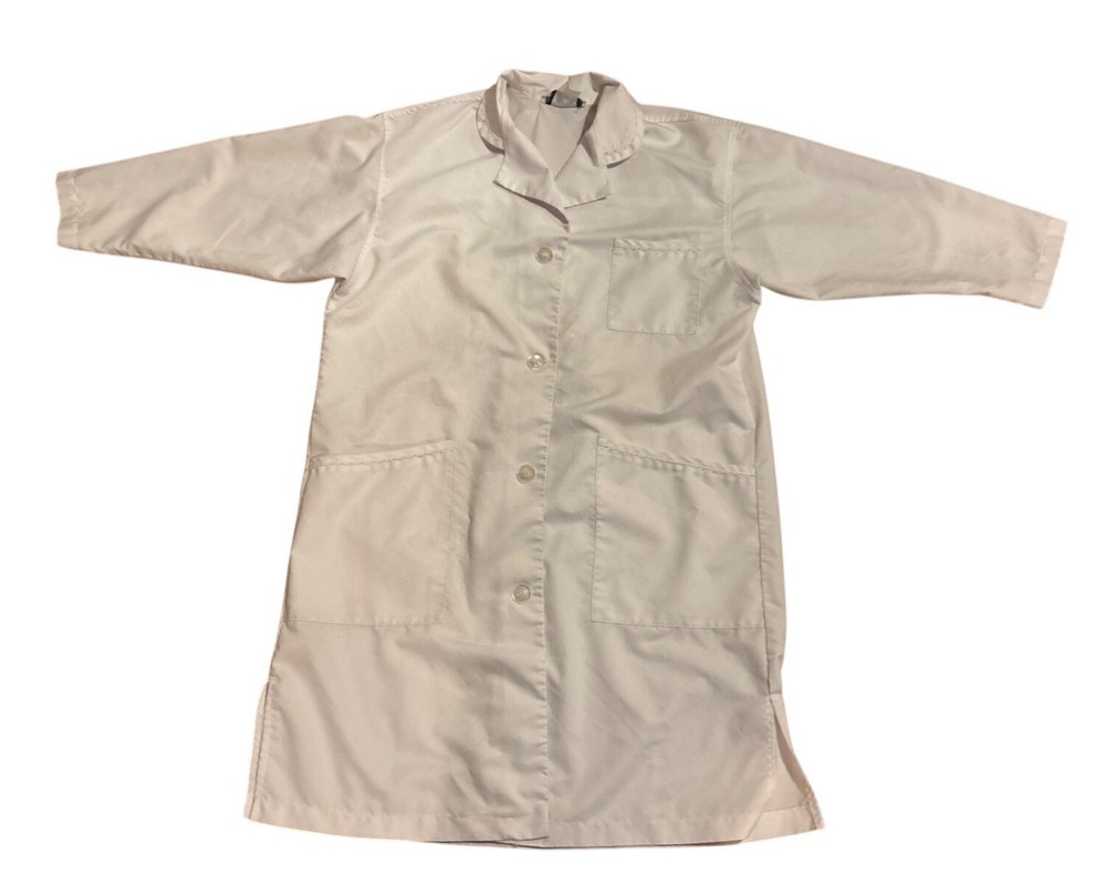 White Protegee Lab Coat With Pockets & Button Closure Size Large