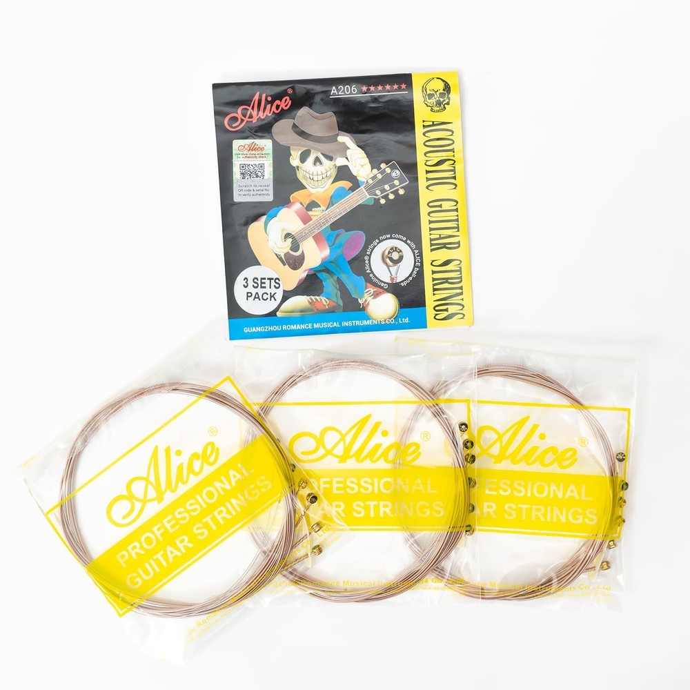 Alice Acoustic Guitar Strings Set - 6-String for Beginner, Briliant Steel Cop...