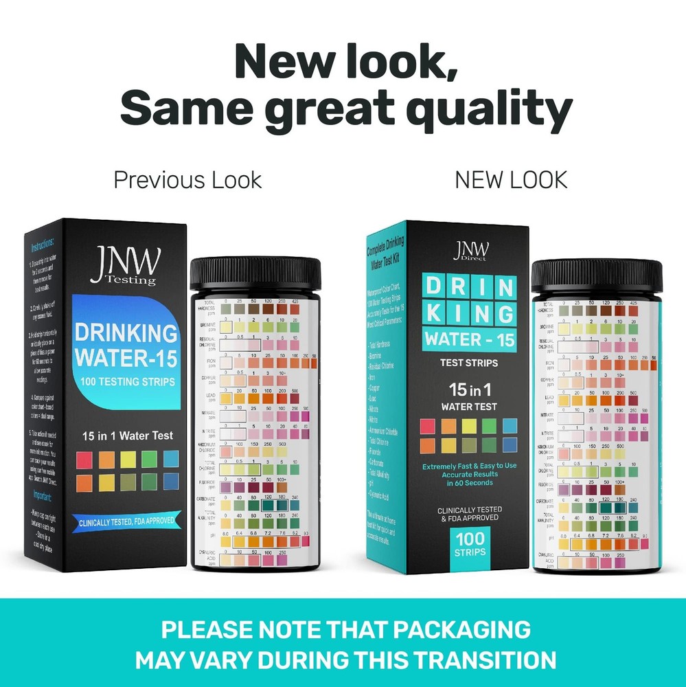 15-in-1 Drinking Water Test Kit - 100 Strips - Quick & Easy Water Testing Strips