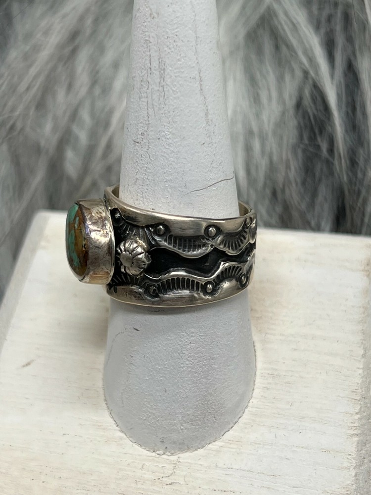 #8 TURQUOISE ~ STERLING SILVER ~ RING (8.50)
