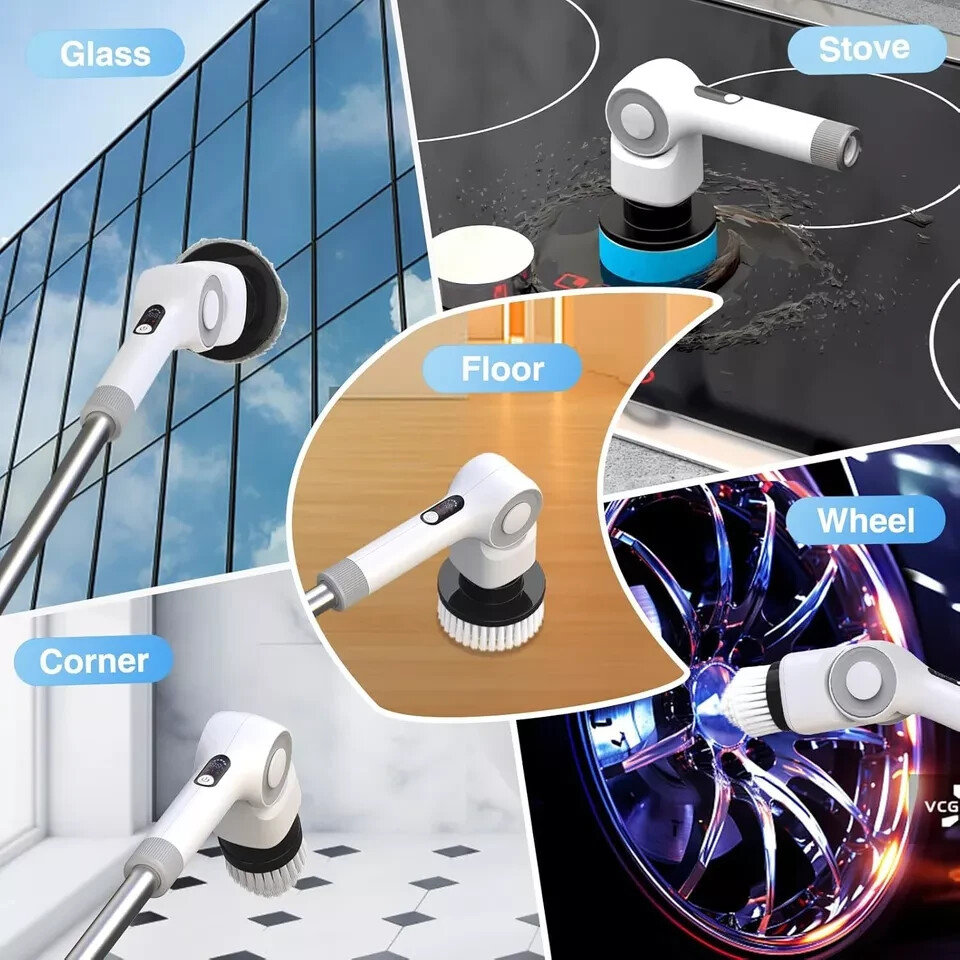 Angle Adjustable Electric Spin Scrubber Cordless Cleaning Brush With 3 Speeds Co