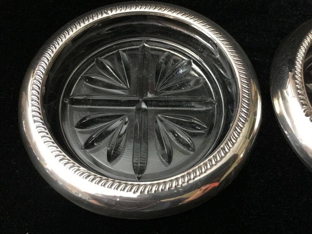 2 Frank FB Rogers Sterling Silver Coasters, 2 7/8" Inside, 3 3/4" Outside
