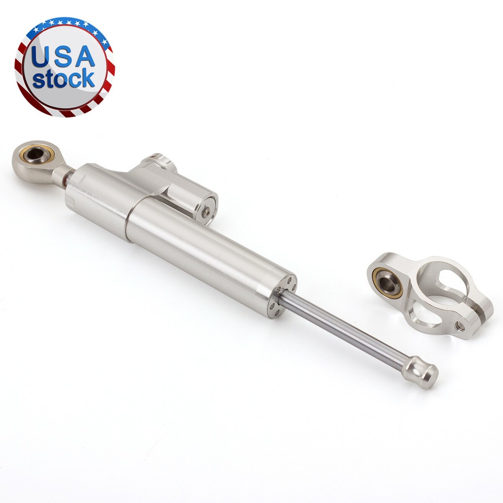 Motorcycle Steering Damper Stabilizer Linear Reversed Safety Control Silver