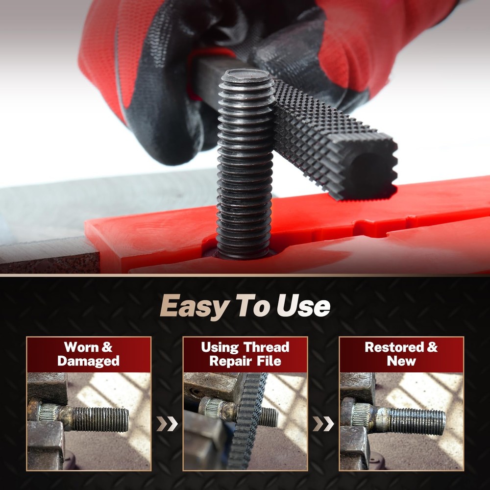 3Pc Thread File Set for SAE & Metric Restoration, External Thread Repair Tool