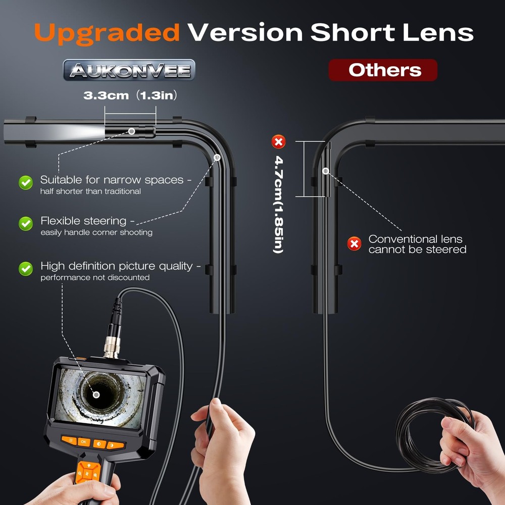 Endoscope with Light, Handheld Borescope Inspection with 4.3" IPS Screen, IP6...