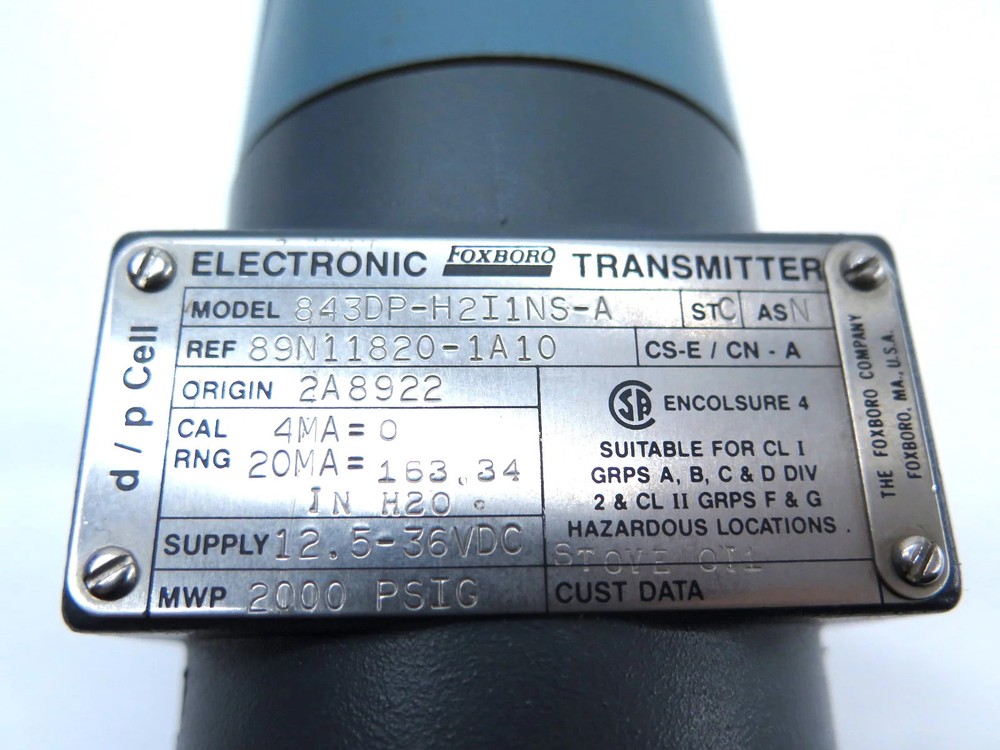Foxboro 843DP-H2I1NS-A Pressure Transmitter 2000PSIG