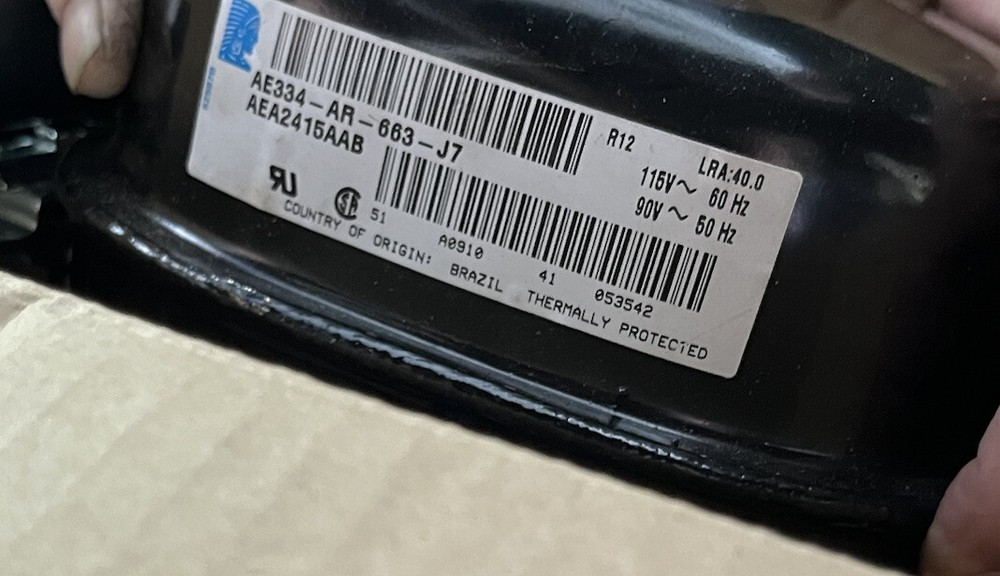 Tecumseh Compressor AEA2415AAB, AE334AR-663-J7, Low Temp, R12