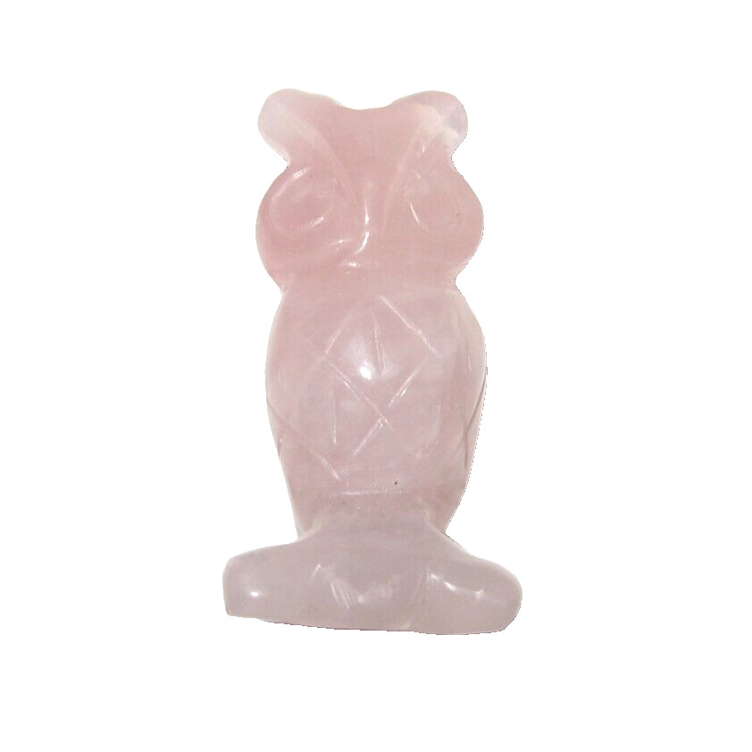 Carved Rose Quartz Owl 1 3/4" Tall