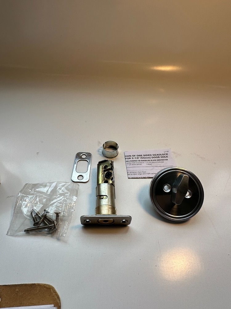 Shield Security Deadbolt One Sided Interior Satin Chrome Finish #913788 NEW