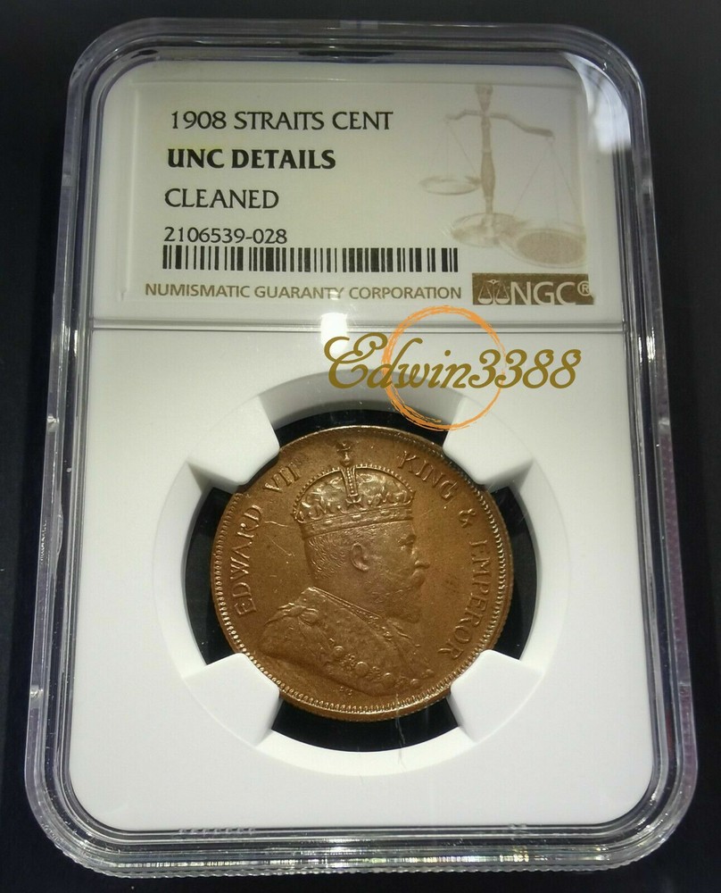 Straits Settlements 1908 1 Cent (NGC UNC Details)