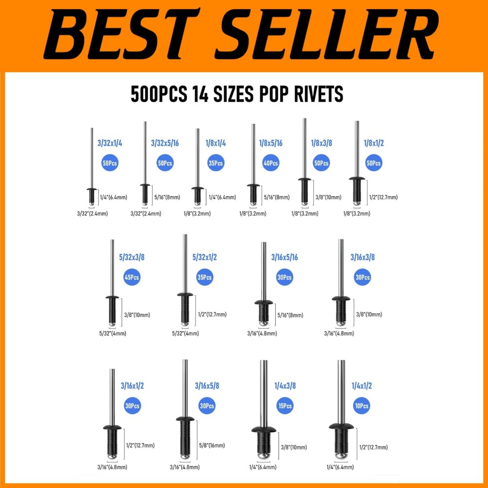 Pop Rivets Assortment with Storage Case