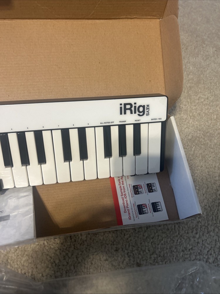 iRig Keys 37-Key USB MIDI Keyboard Controller for iPhone iPad Mac PC w/ Box &...