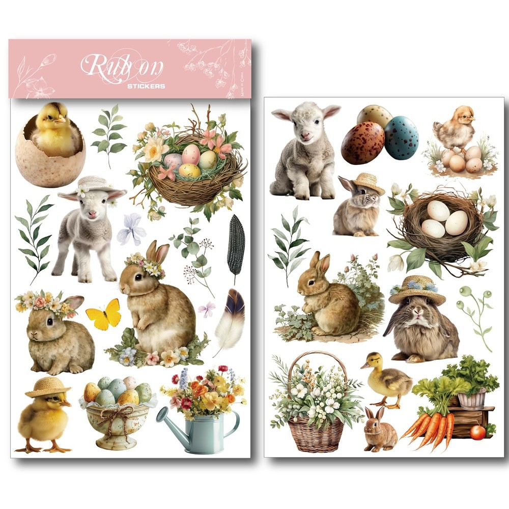 Spring Easter Crafts Rub On Transfers Sticker Vintage
