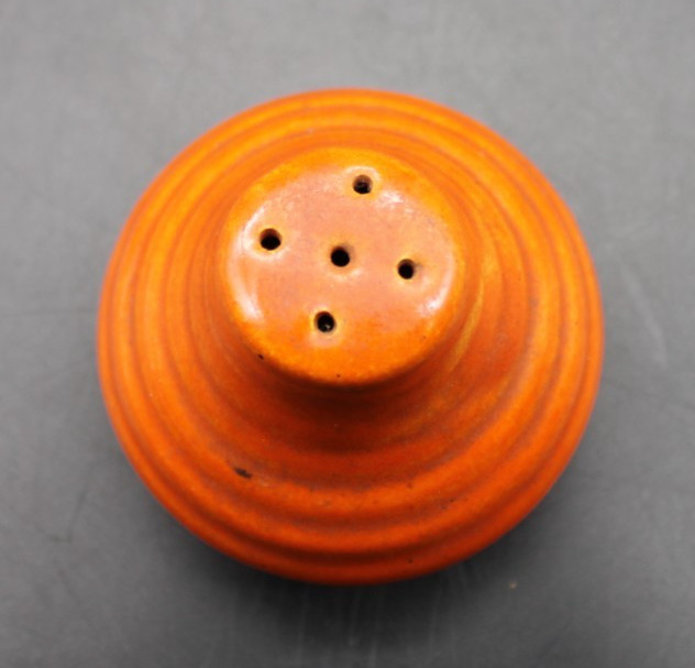 Bauer Pottery Orange Ringware Salt Pepper Shaker Vintage Low