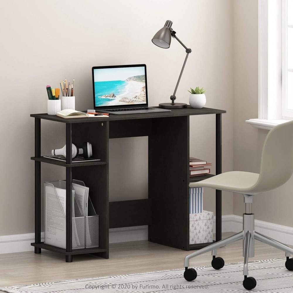 Computer Study Desk Open Storage Shelves Engineered Wood Writing Table Bedroom