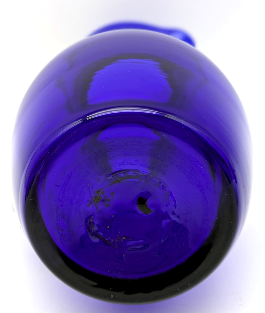 Cobalt Blue Pitcher Clear Applied Handle