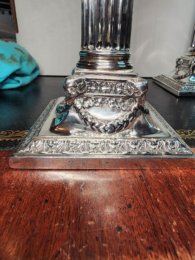 Martin Hall & Co Sterling Silver Corinthian Column Candlesticks