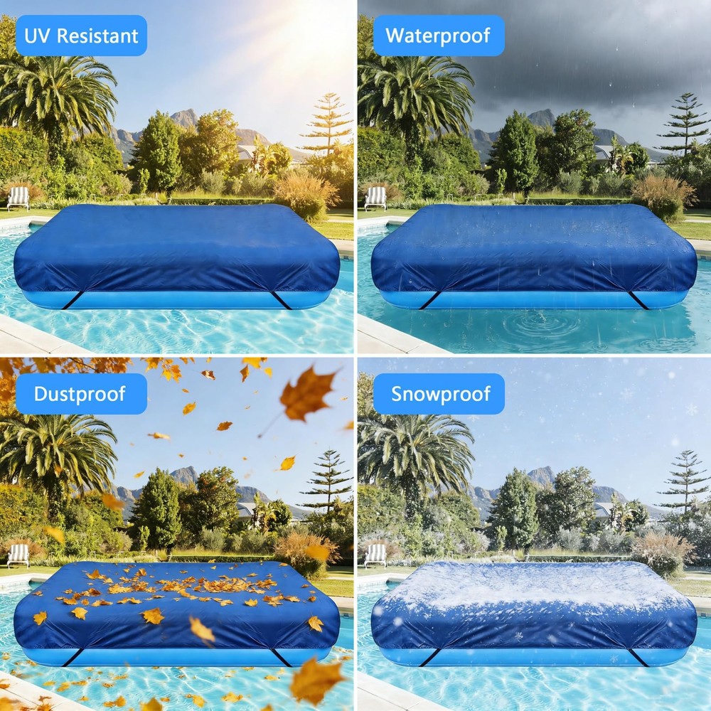 130 x 72 inch Inflatable Rectangular Pool Cover 10.83 x 6 ft Inflatable Recta...