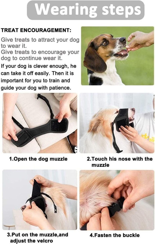 Dog Muzzle Anti Biting Barking and Chewing with Comfortable Mesh Soft Fabric ...