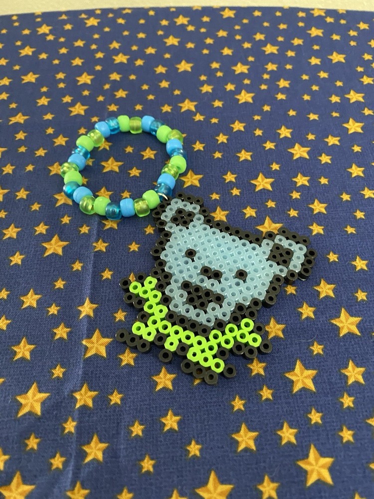 Blue and Green Bear Kandi Bracelet - Handmade
