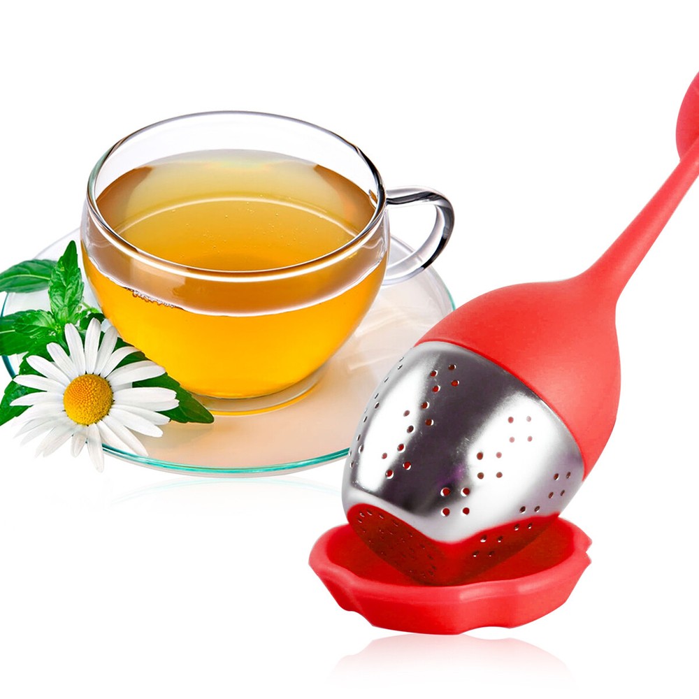 2PCS Silicone Leaf Tea Infusers Stainless Strainer Herbal Spice Filter Diffuser
