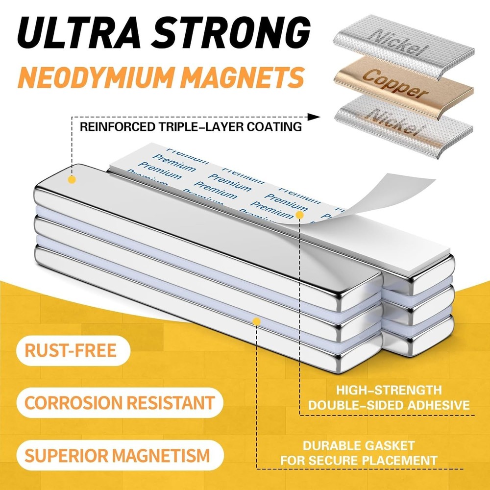 Compact 4 Pack Rare Earth Magnets - 18 lbs Pull with Adhesive for All Surfaces