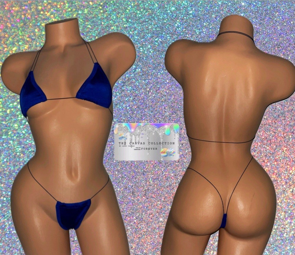 EXOTIC DANCE WEAR: SOLID DARK BLUE 2 PIECE BIKINI SET