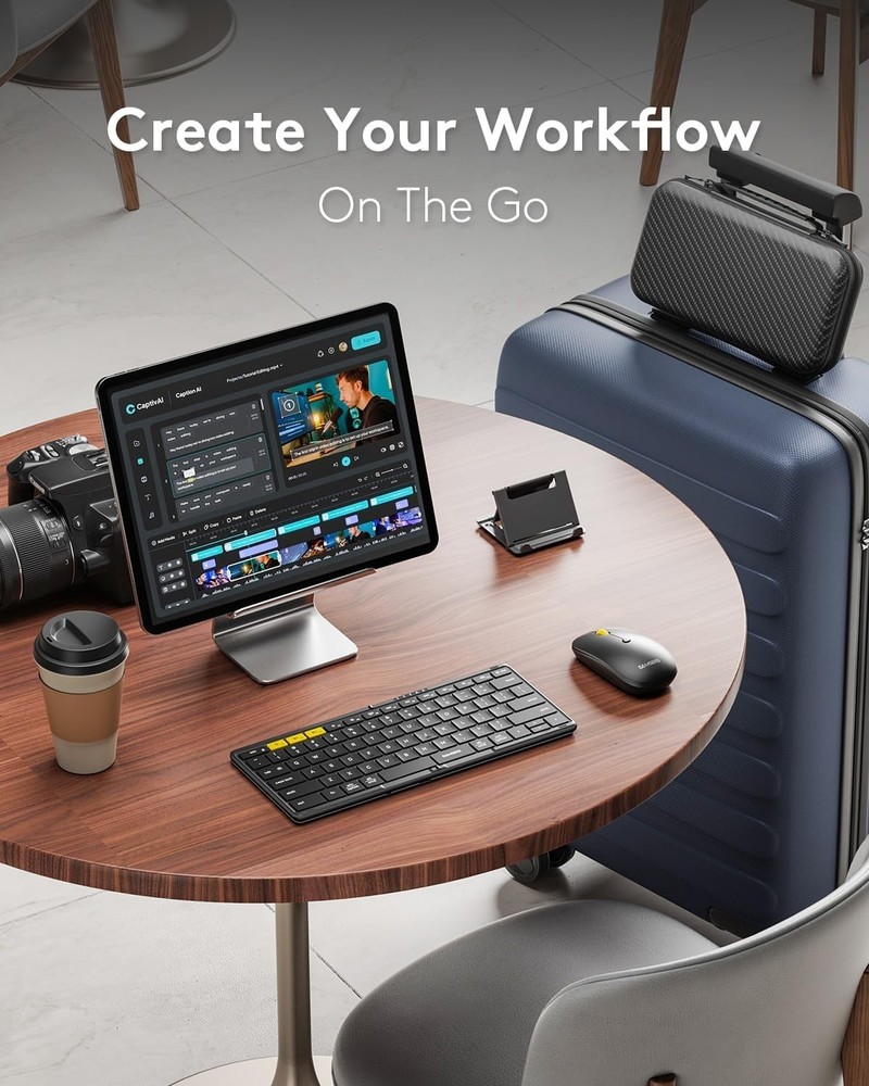 Foldable Keyboard and Mouse, Samsers KM08 Folding Bluetooth Keyboard Mouse Combo