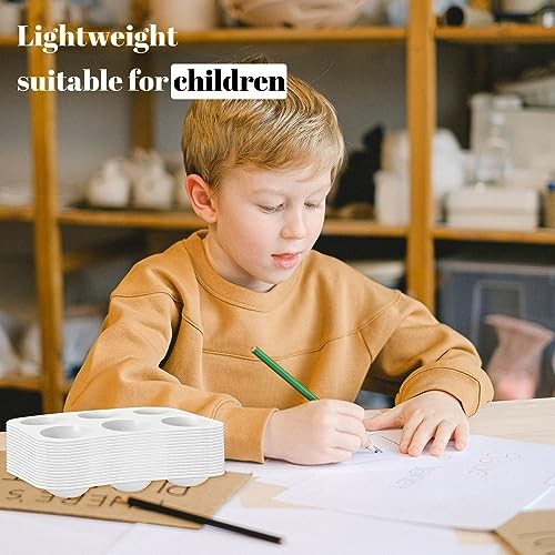 50 PCS White Plastic Watercolor Palette, 6 Well Rectangular Paint rectangle50