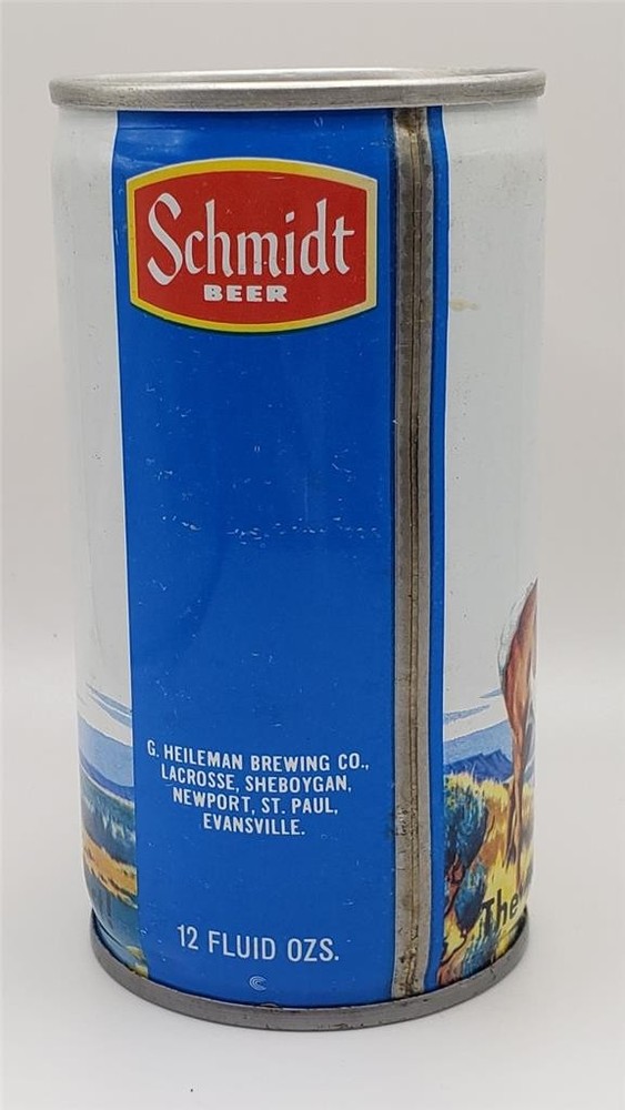 Vintage Beer Can Schmidt Beer Antelopes Windmill Scenic Scene Pull Tab Top Open