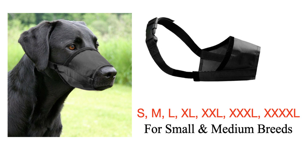 Dog Muzzle Soft Sided Adjustable Training No Bite Chew For Smaller Dogs S M L