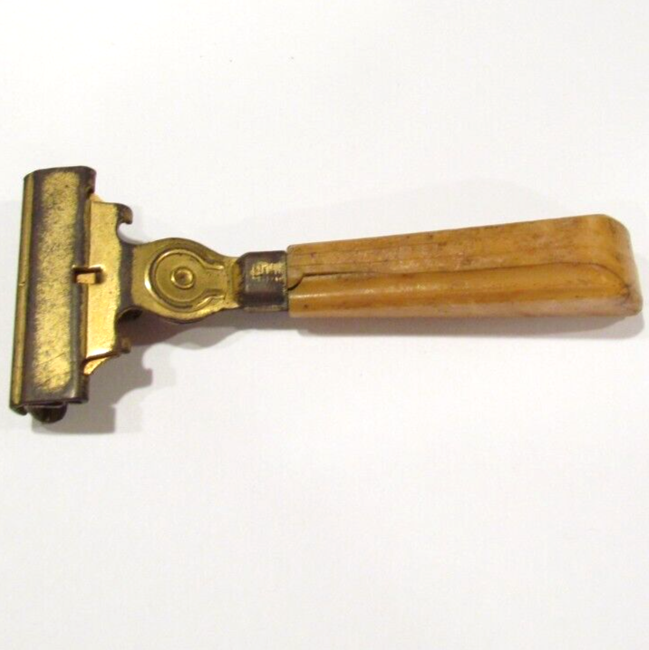 Vintage Eversharp Schick Razor Cracked Tan Handle Rusty